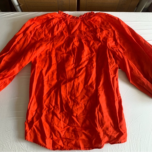 Maeve Anthropologie Audie Blouse Womens Small 100% Linen Orange Long Sleeve Boho - Picture 7 of 13